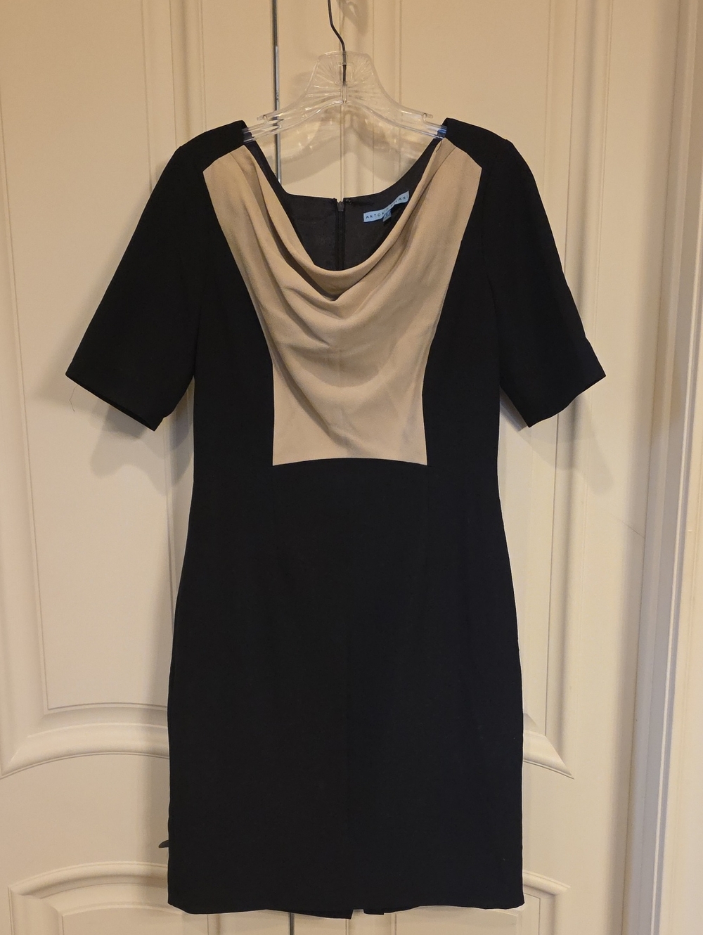 ANTONIO MELANI Black Dress with Beige Cowl Neck